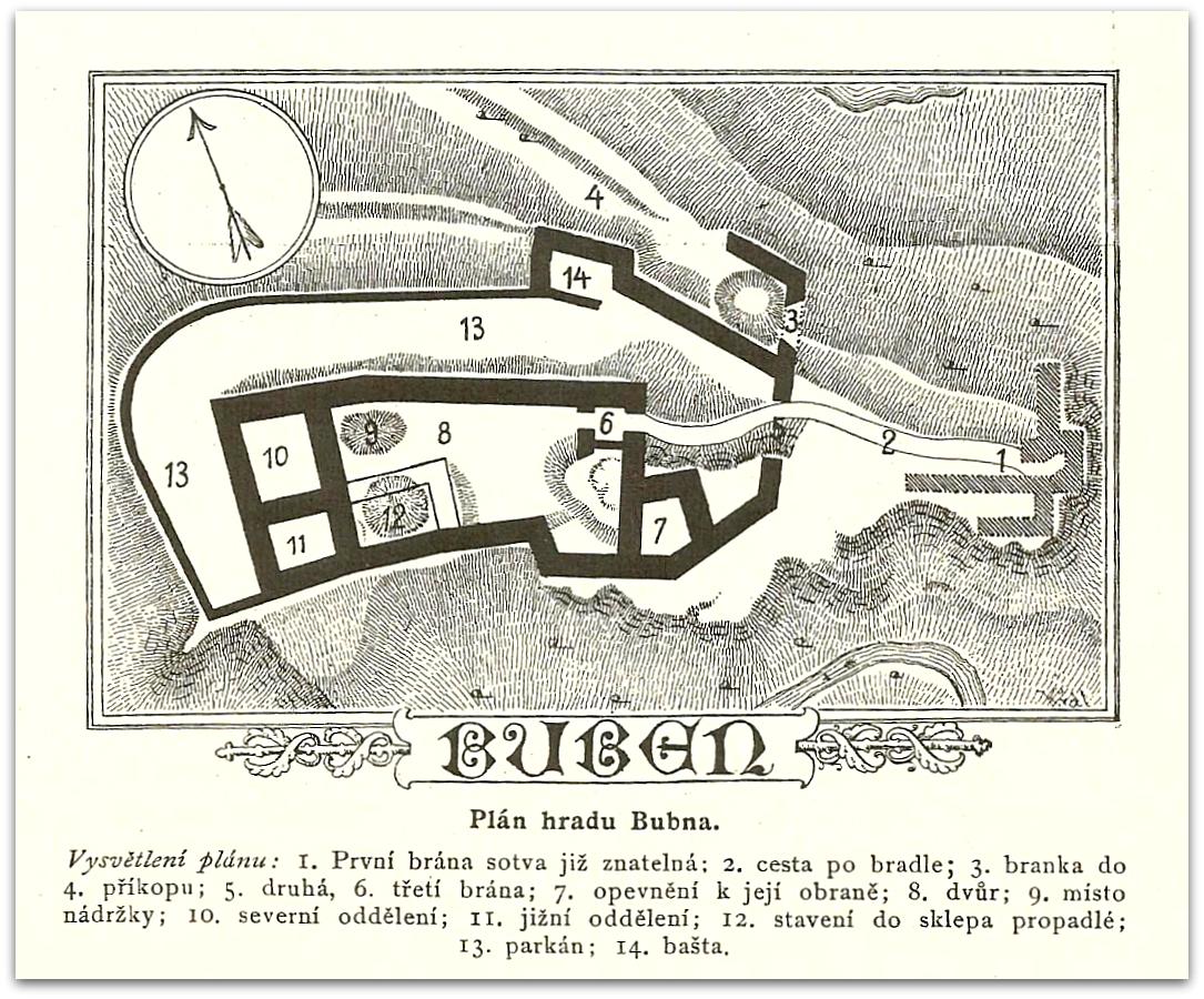 plánek ( Sedláček ) - hrad Buben u Plešnic