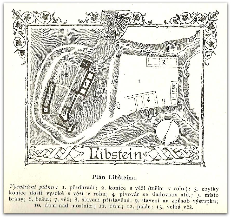 plánek ( Sedláček ) - hrad Libštejn u Liblína