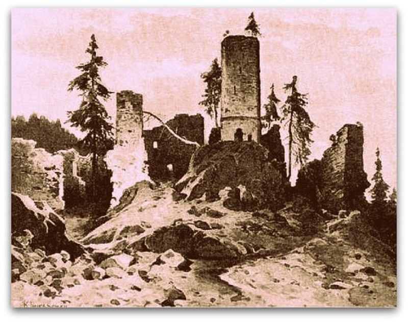 stará kresba - hrad Gutštejn K. Liebscher