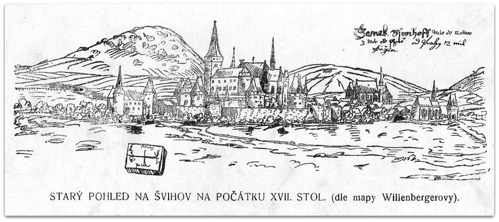 veduta - hrad a město Švihov